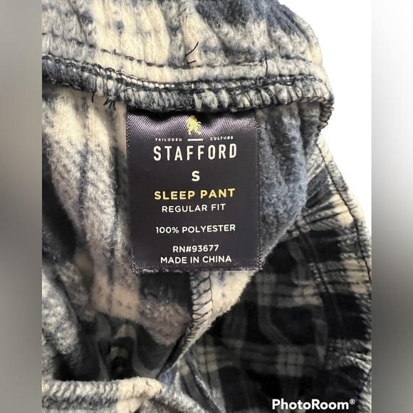 𝅺stafford Men’s PJ Pants Small, Blue and White 100% Polyester. Super Soft - Picture 2 of 7